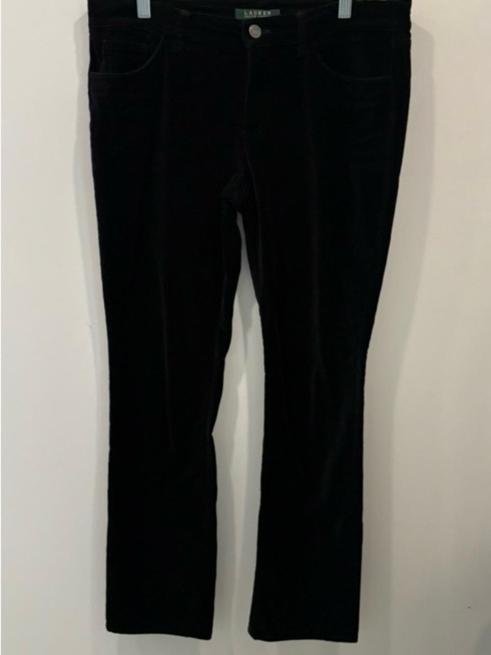 Lauren Ralph Lauren Black Velvet Pants 5 Pockets Straight Leg
